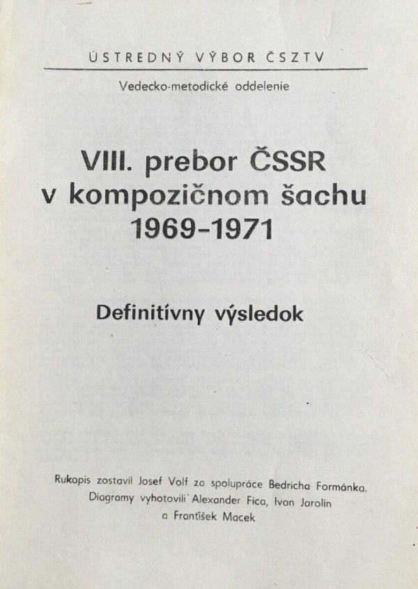 VIII prebor CSSR v kompozicnom sachu 1969-1971